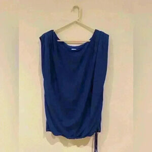 HALSTON HERITAGE Nordstrom one shoulder pleated navy blue mini dress size 4